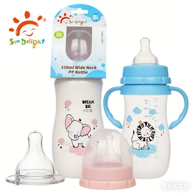 Wide Neck PP Baby Feeding Bottle With Handle Manufactory