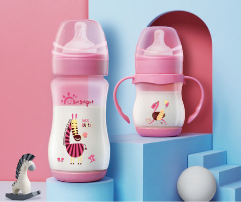 9oz 260ml PP Wide Neck Arc Baby Feeding Bottle 분홍색